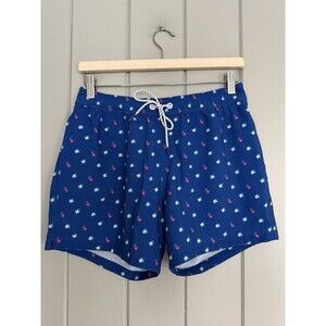Men's Bonobos Swim Trunks S Small Navy Blue Floral Print 5" Inseam Drawstring